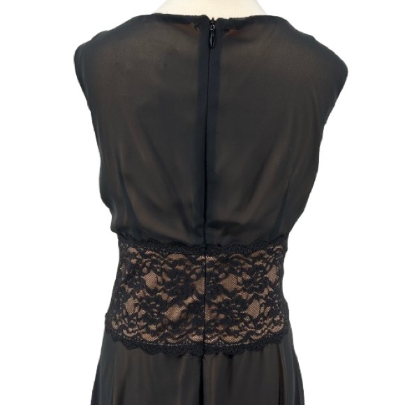 NEW VTG Y2K Connected Apparel Black and Tan Sheer Overlay Lace Waist Dress - Picture 7 of 10